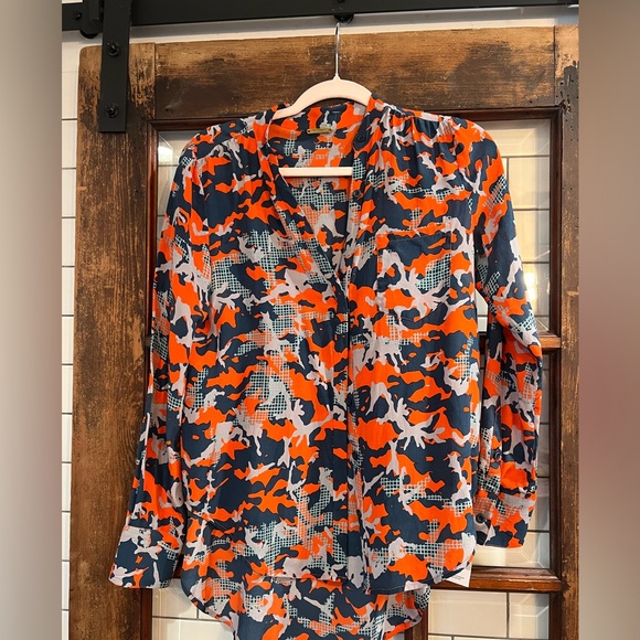 Rebecca Minkoff Blouse Orange And Blue NWT - Picture 1 of 5